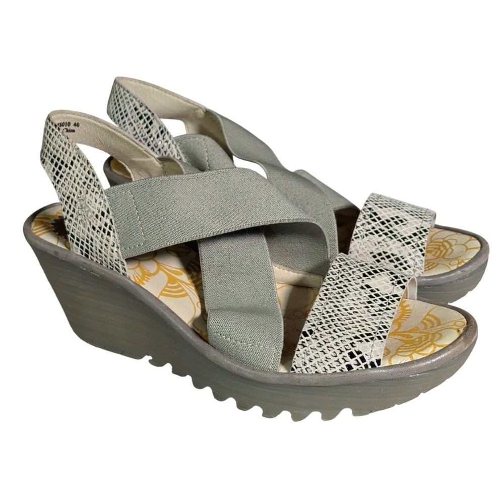 FLY London Wedge Sandals Womens Size US 9 EU 40 Peep-Toe Platform Bohemian Boho